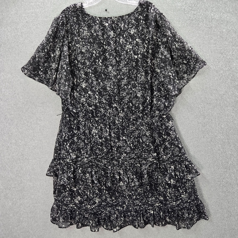 Simply Vera Vera Wang Women Dress 2XL Black Paint Splatter Mini A Line Ruffles - Picture 5 of 8